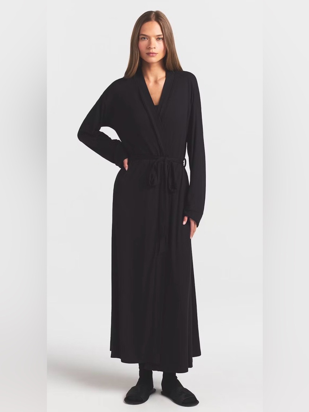 SKIMS SOFT LOUNGE Long Robe - Black Medium M